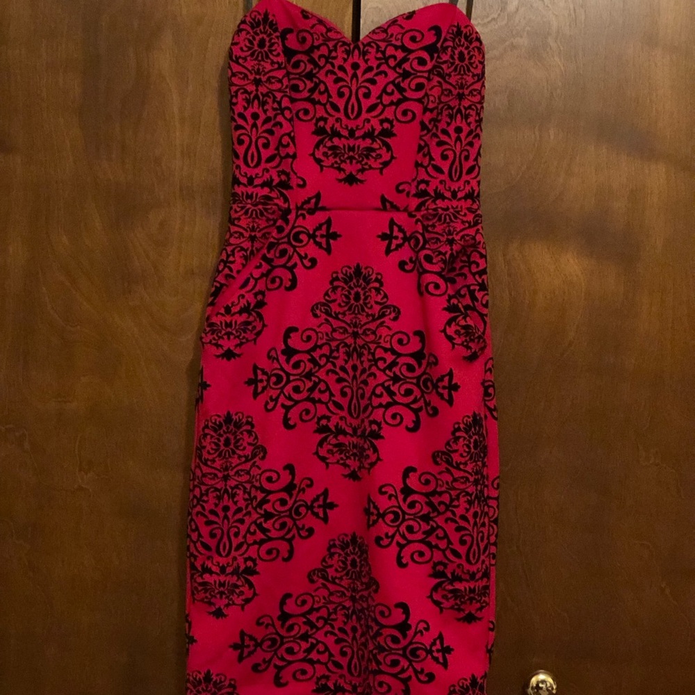 Red and Black Velvet Cocktail dress